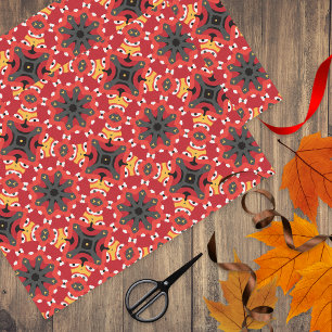 Papel De Seda Patrón de mezquita de la etnia roja Boho Oriental 