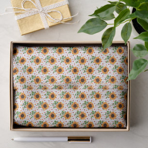 Papel De Seda Patrón de minis girasoles y hojas botánicas