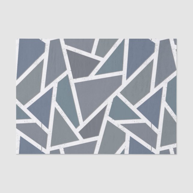 Papel De Seda Patrón de mosaico azul-gris (Anverso)