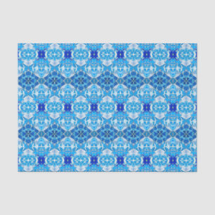 Papel De Seda Patrón de mosaico azul turquesa, gris y cobalto