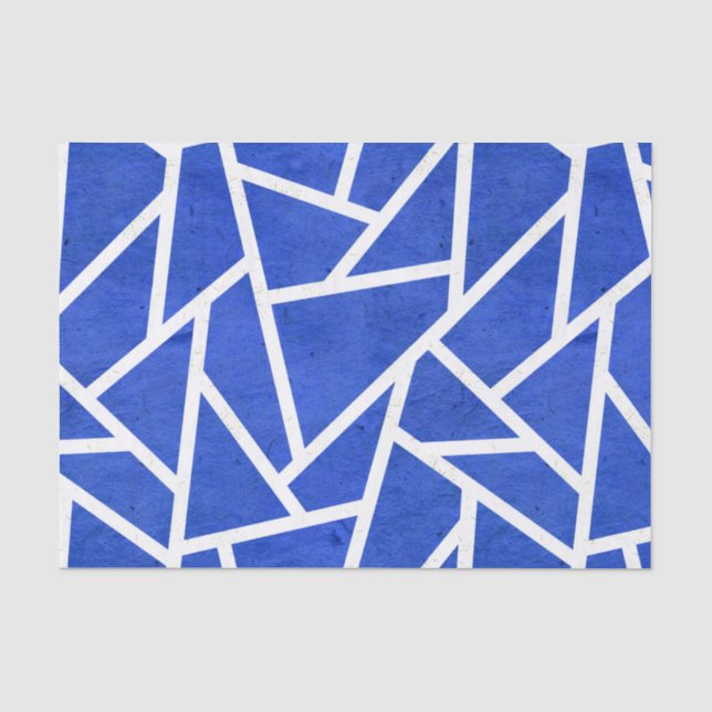Papel De Seda Patrón de mosaico azul y blanco real (Anverso)