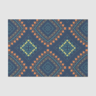 Papel De Seda Patrón de mosaico de la Moda Boho de la etnia azul