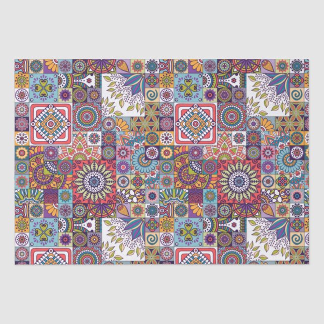 Papel De Seda Patrón de mosaico de Mandala (Anverso)
