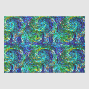 Papel De Seda Patrón de mosaico de vidrio de tono de joya verde