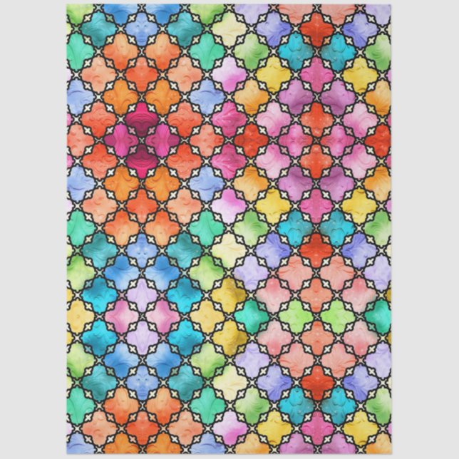 Papel De Seda Patrón de mosaico del arco iris (Anverso)