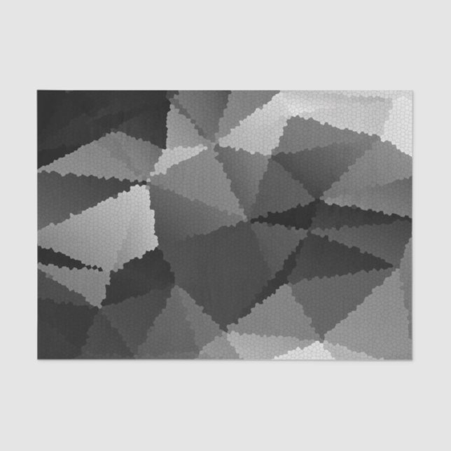 Papel De Seda Patrón de mosaico en blanco y negro (Anverso)