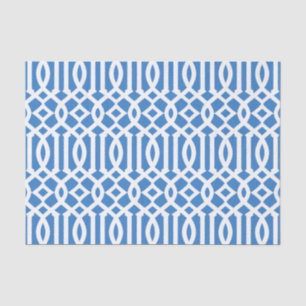 Papel De Seda Patrón de mosaico marroquí azul real moderno