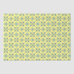 Papel De Seda Patrón de mosaico marroquí azul y amarillo