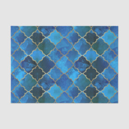 Papel De Seda Patrón de mosaico marroquí de zafiro Gemstone y or