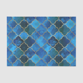 Papel De Seda Patrón de mosaico marroquí de zafiro Gemstone y or