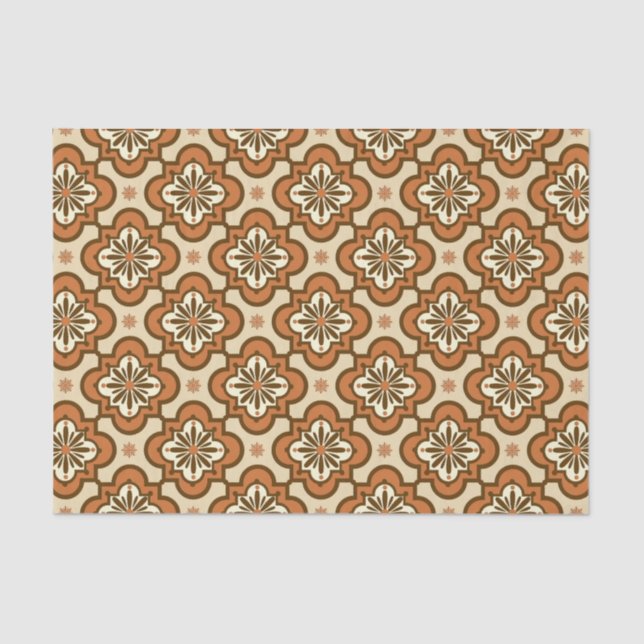 Papel De Seda Patrón de mosaico marroquí - Óxido y Tan (Anverso)