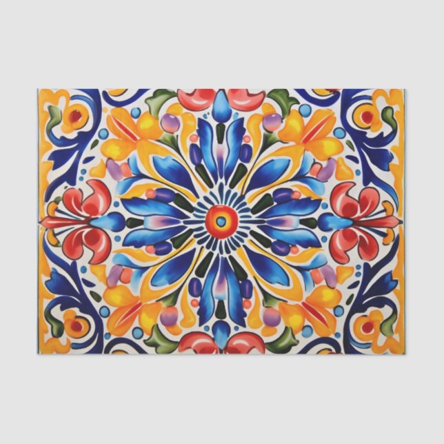 Papel De Seda Patrón de mosaico mexicano (Anverso)