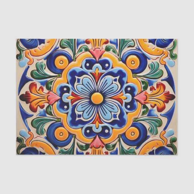 Papel De Seda Patrón de mosaico mexicano (Anverso)