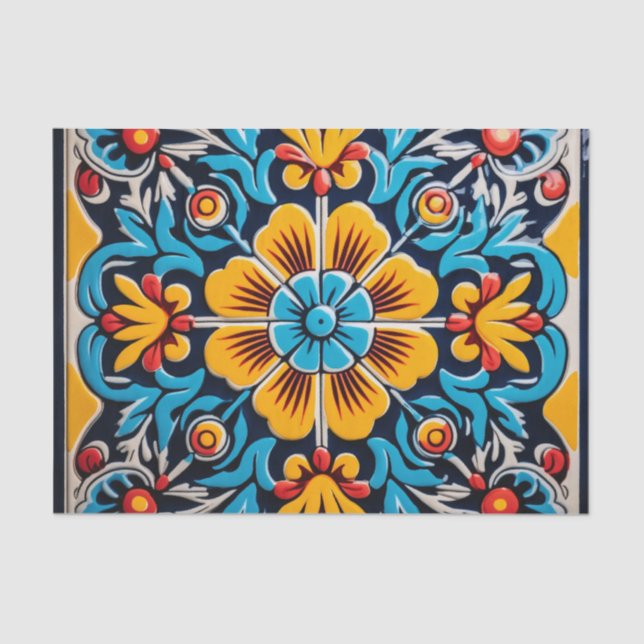 Papel De Seda Patrón de mosaico mexicano (Anverso)