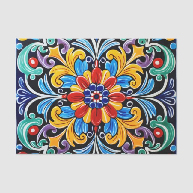 Papel De Seda Patrón de mosaico mexicano (Anverso)