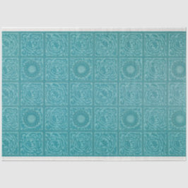 Papel De Seda Patrón de mosaico verde azulado (por William Morri
