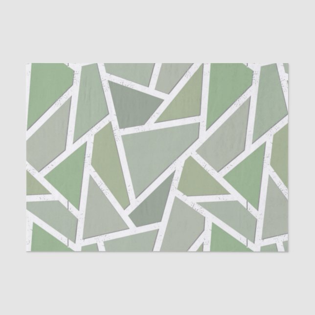 Papel De Seda Patrón de mosaico verde oliva (Anverso)