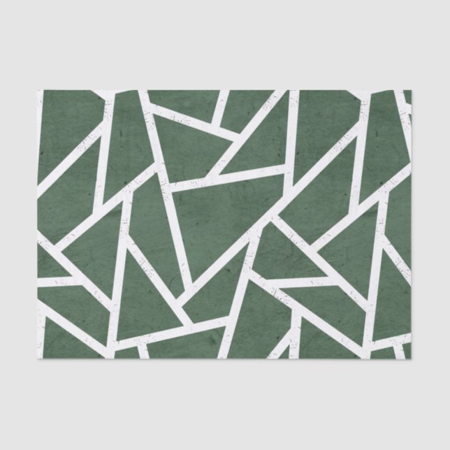 Papel De Seda Patrón de mosaico verde y blanco (Anverso)