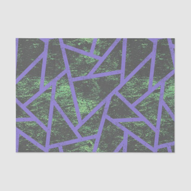 Papel De Seda Patrón de mosaico violeta y verde (Anverso)