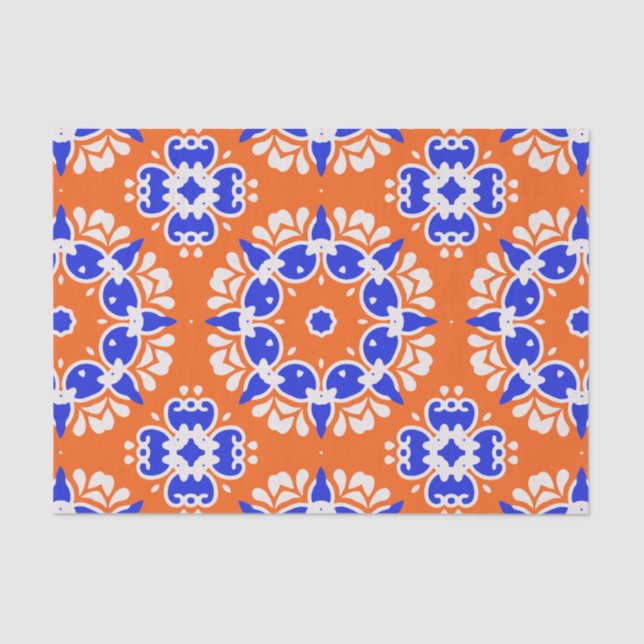 Papel De Seda Patrón de motivos de mosaico de impresión popular  (Anverso)