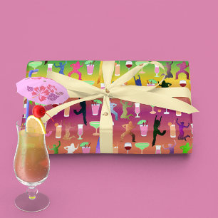 Papel De Seda Patrón de mujeres de fiesta con cócteles