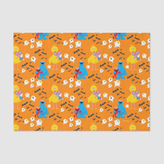 Papel De Seda Patrón de murciélagos y fantasmas de Plaza Sésamo (Anverso)