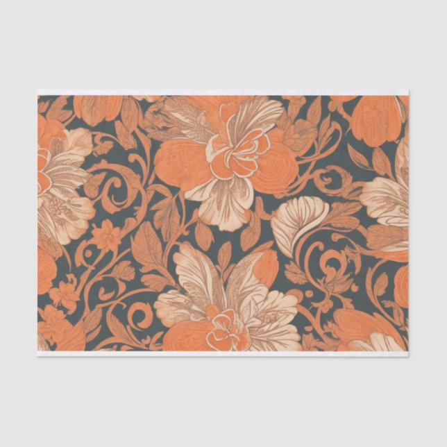 Papel De Seda Patrón de naranja floral Hawaii ohio (Anverso)