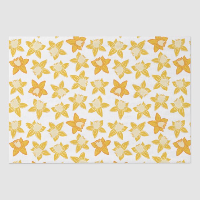 Papel De Seda Patrón de Narciso de Primavera (Anverso)