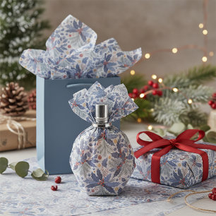 Papel De Seda Patrón de Navidad Azul #17 ID1009