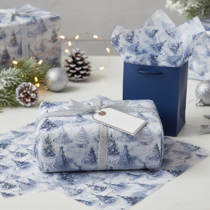 Papel De Seda Patrón de Navidad Azul #3 ID1009