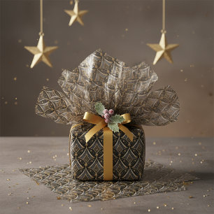 Papel De Seda Patrón de Navidad Black Gold #15 ID1009