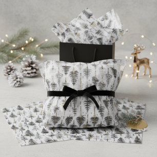 Papel De Seda Patrón de Navidad Black Gold #26 ID1009
