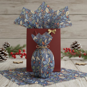 Papel De Seda Patrón de Navidad Blue Gold #18 ID1009