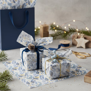 Papel De Seda Patrón de Navidad Blue Gold #21 ID1009