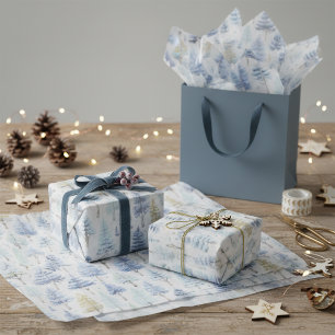 Papel De Seda Patrón de Navidad Blue Gold #26 ID1009