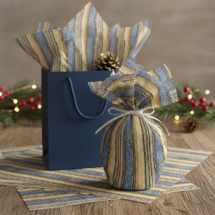 Papel De Seda Patrón de Navidad Blue Gold #28 ID1009
