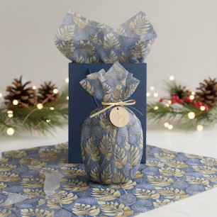Papel De Seda Patrón de Navidad Blue Gold #29 ID1009