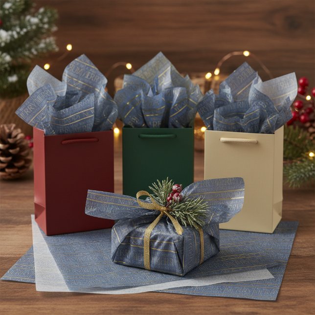 Papel De Seda Patrón de Navidad Blue Gold #34 ID1009 (Subido por el creador)