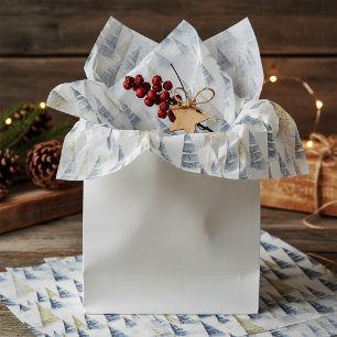 Papel De Seda Patrón de Navidad Blue Gold #8 ID1009