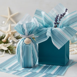 Papel De Seda Patrón de Navidad con raya de color azul turquesa 
