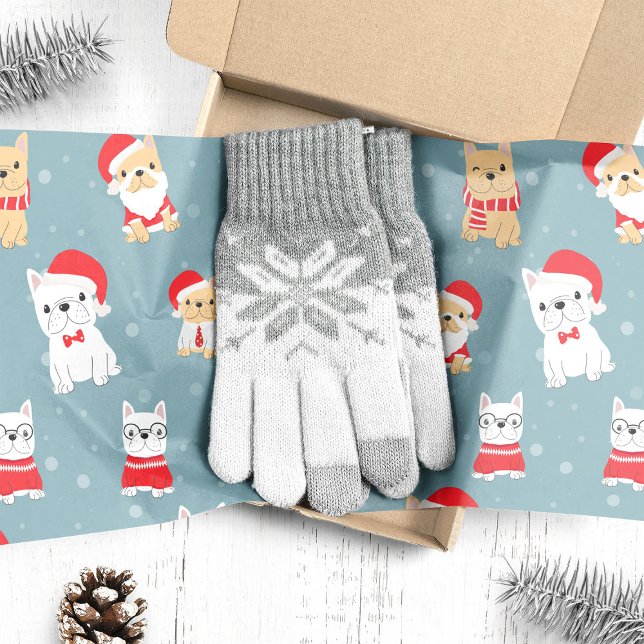 Papel De Seda Patrón de Navidad de Bulldog Francés Frenchie (Subido por el creador)