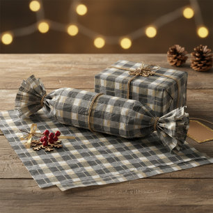 Papel De Seda Patrón de Navidad de Oro Negro #7 ID1009