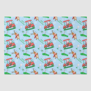 Papel De Seda Patrón de Navidad de Santa jugando golf con renos