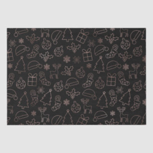 Papel De Seda Patrón de Navidad elegante con pan de oro negro y 