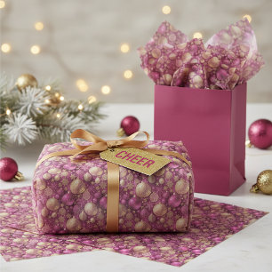 Papel De Seda Patrón de Navidad en oro magenta #31 ID1009