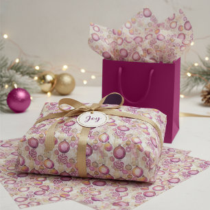 Papel De Seda Patrón de Navidad en oro magenta #6 ID1009