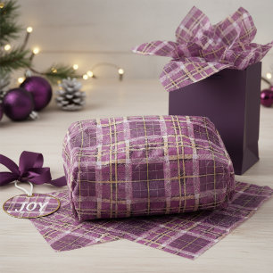 Papel De Seda Patrón de Navidad en Oro Magenta #7 ID1009