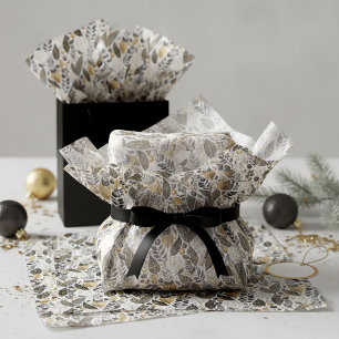 Papel De Seda Patrón de Navidad en Oro Negro #21 ID1009