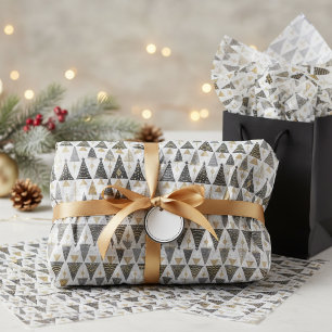 Papel De Seda Patrón de Navidad en Oro Negro #25 ID1009