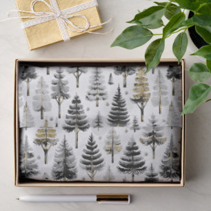 Papel De Seda Patrón de Navidad en Oro Negro #26 ID1009